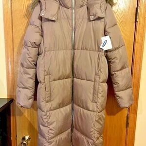 Old Navy Dusty Rose Hooded Puffer Jacket